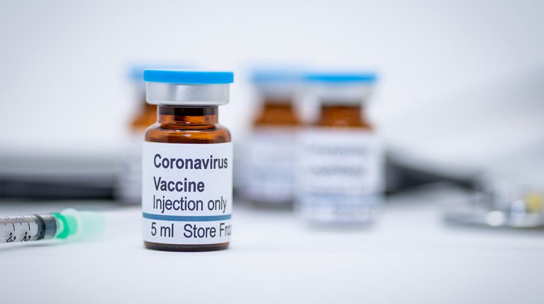Coronavirus vaccine vial in hospital